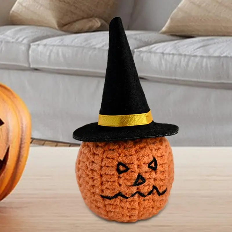 Knitted Pumpkin Decor Small Pumpkin Cute Knitted Toy Ornaments Art Funny Car Ornament Comfortable Knitted Doll In Orange For