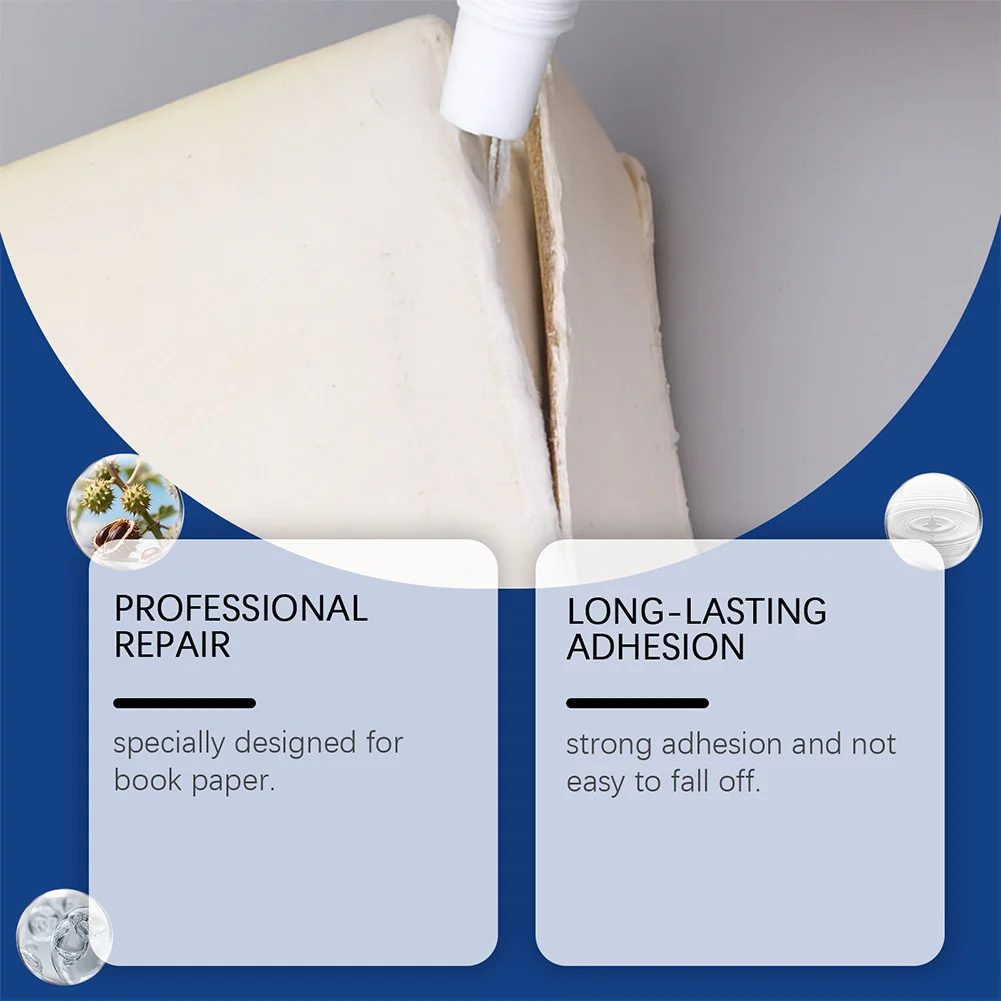 Professional Book Glue with Brush Transparent Book Binding Adhesive Quick-Drying Repair Glue for Envelopes Postcards Paper Craft