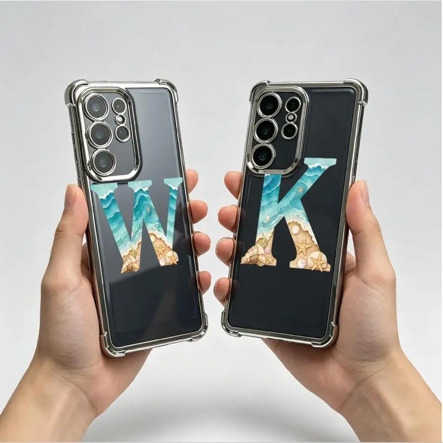Bild 5: Strand Buchstabe K W Handyhülle für Samsung Galaxy 26 S22 Plus S21 S24 FE Note 20 Ultra S25 Edge S20 Ultra S23