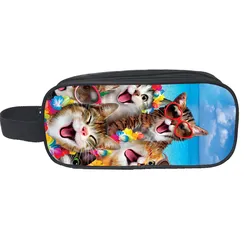 Cat Print Cosmetic Cases T-REX Pencil Bag Boys School Bags Kids Animal Pencil Box Case Children Stationary School Supplies