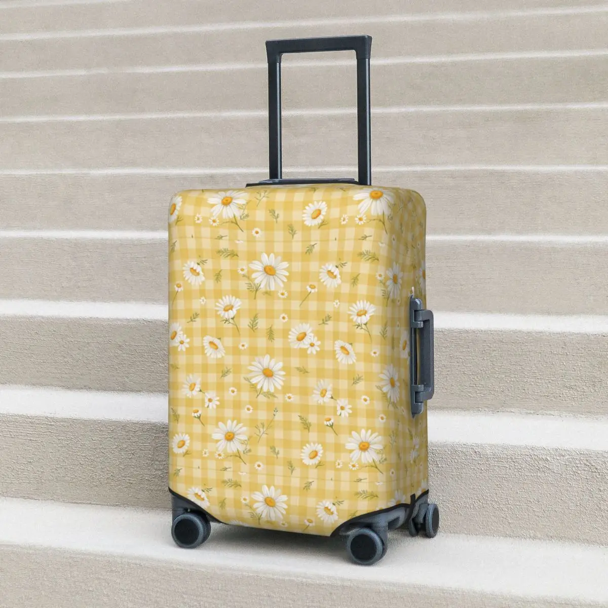 

Daisies Blossom Abstract Flowers Print Suitcase Cover Protection Elastic Travel Luggage Protector Covers for 18-32 Inch