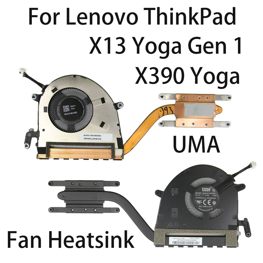 Original For Lenovo ThinkPad X390 Yoga X13 Yoga Gen 1 Laptop Fan Heatsink CPU Cooler Cooling FRU:01YU961 01YU962 UMA