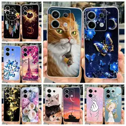 For Xiaomi Poco X6 Pro 5G Case Cute Cat Butterfly Painted Cover Soft Silicone Phone Case For Xiaomi Poco X6 Pro PocoX6 5G Fundas