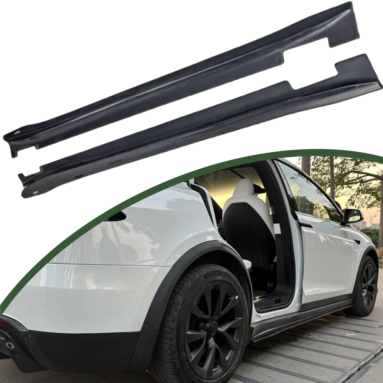 Side Skirts Extension Rocker Panel Splitter For Tesla Model X Plaid Dry Carbon Car Exterior Tuning