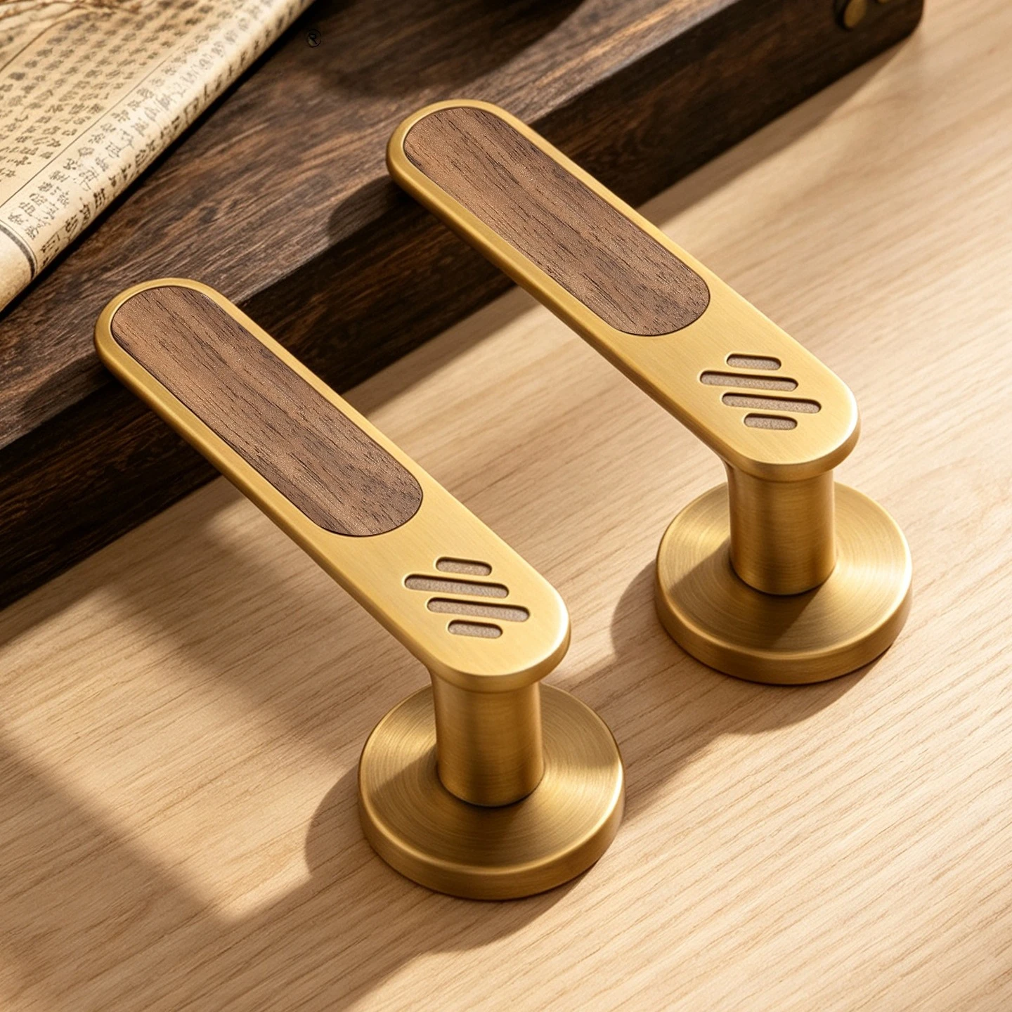 Kitchen walnut door handle light luxury universal bedroom office silent magnetic door lock set  lockpicking crochetage serrure