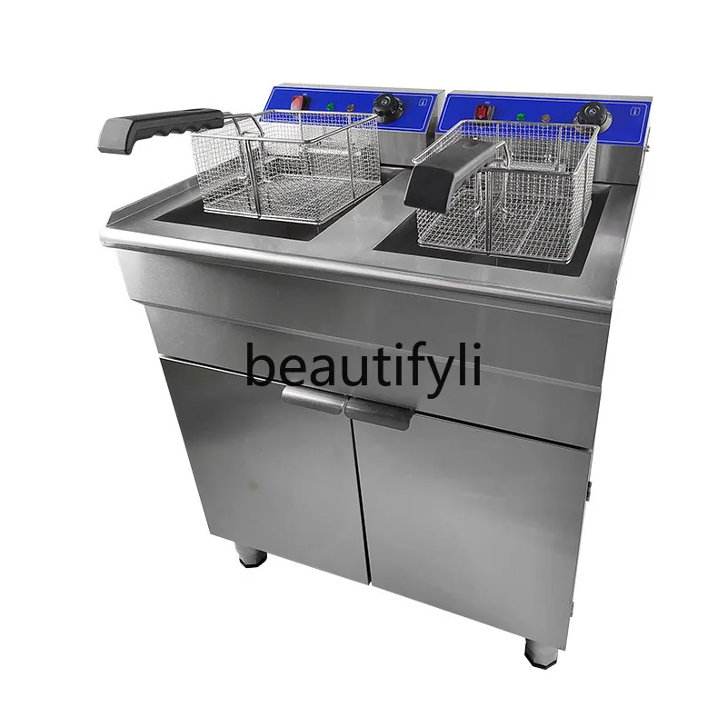 Commercial, Electric Fryer Double Cylinder Fried Chicken Multifunctional, Kitchen Equipment, Fryer Stainless Steel