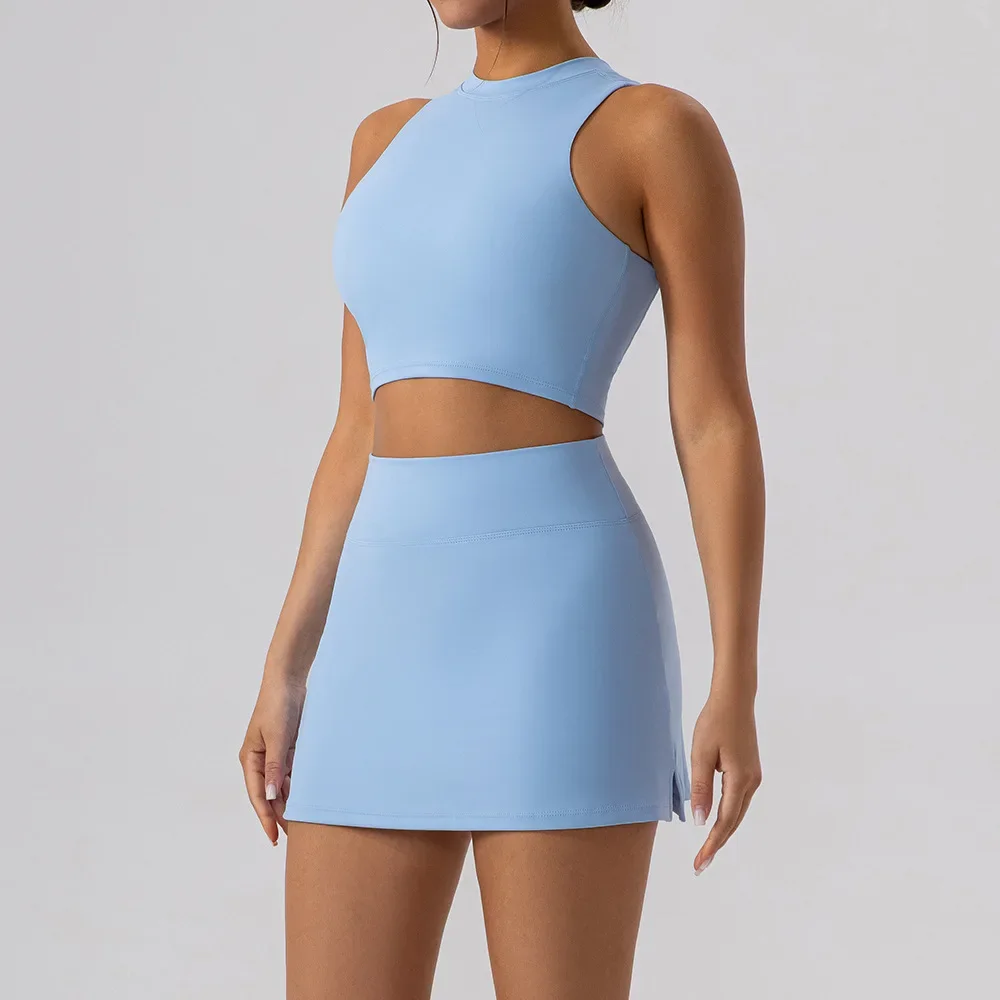 

2PCS Yoga Set Sports Hip Short Skirt Women Tracksuit Gym Tennis Skirt Set Workout Sportswear Golf Dance Athletic Sport Suit