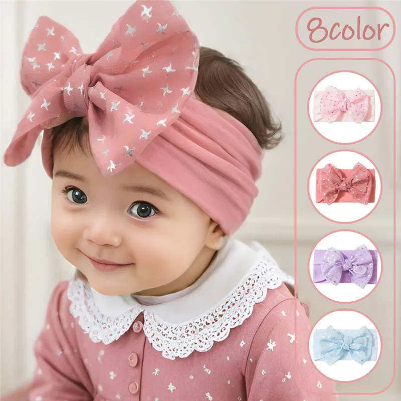 

Baby Bow Turban Headband Kids Elastic Headwraps Newborn Boy Girl Hair Band Accessories