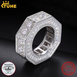 New Screw Ring Moissanite For Men Hip Hop Jewelry Sterling Silver 925 Rings Hip Hop/Rock Bling Gold Plated 18K
