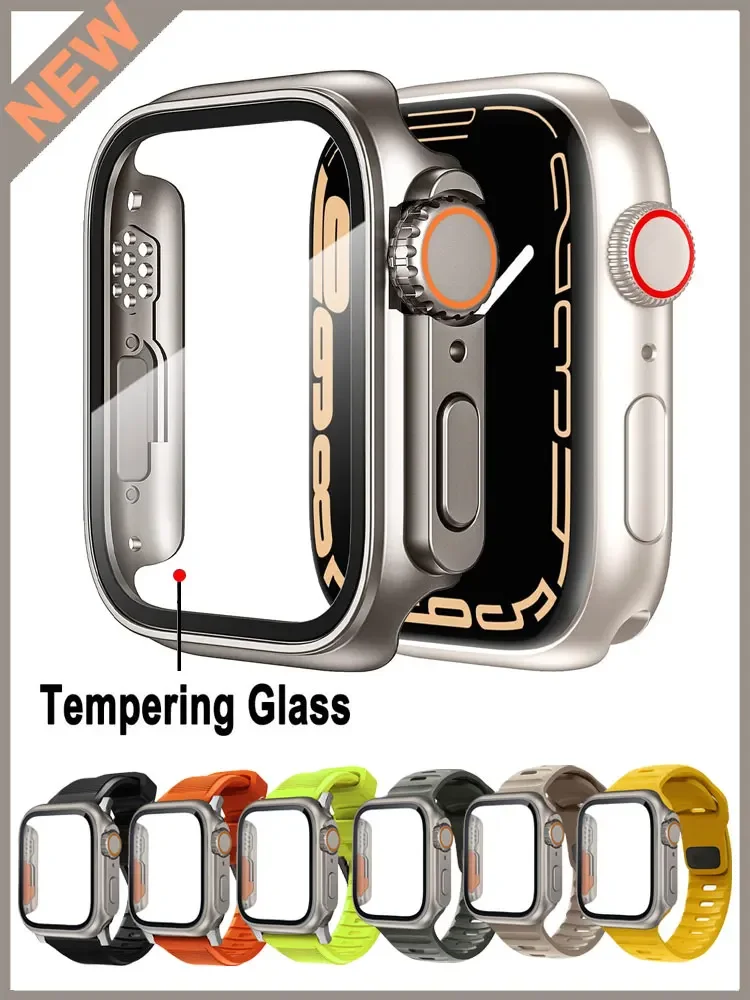 

Case+Strap For Apple Watch Band 44mm 45mm 41mm 40mm 38mm 42mm Screen Protector Change Ultra 49mm Case iWatch 9 8 7 SE 6 5 4 3