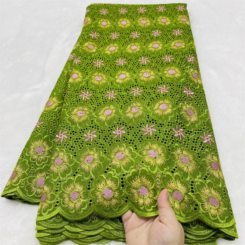 

2026 Nigerian Swiss Voile Lace Fabric 5 Yards High Quality african fabric for women Cotton for Women's Dresses Sewing Material