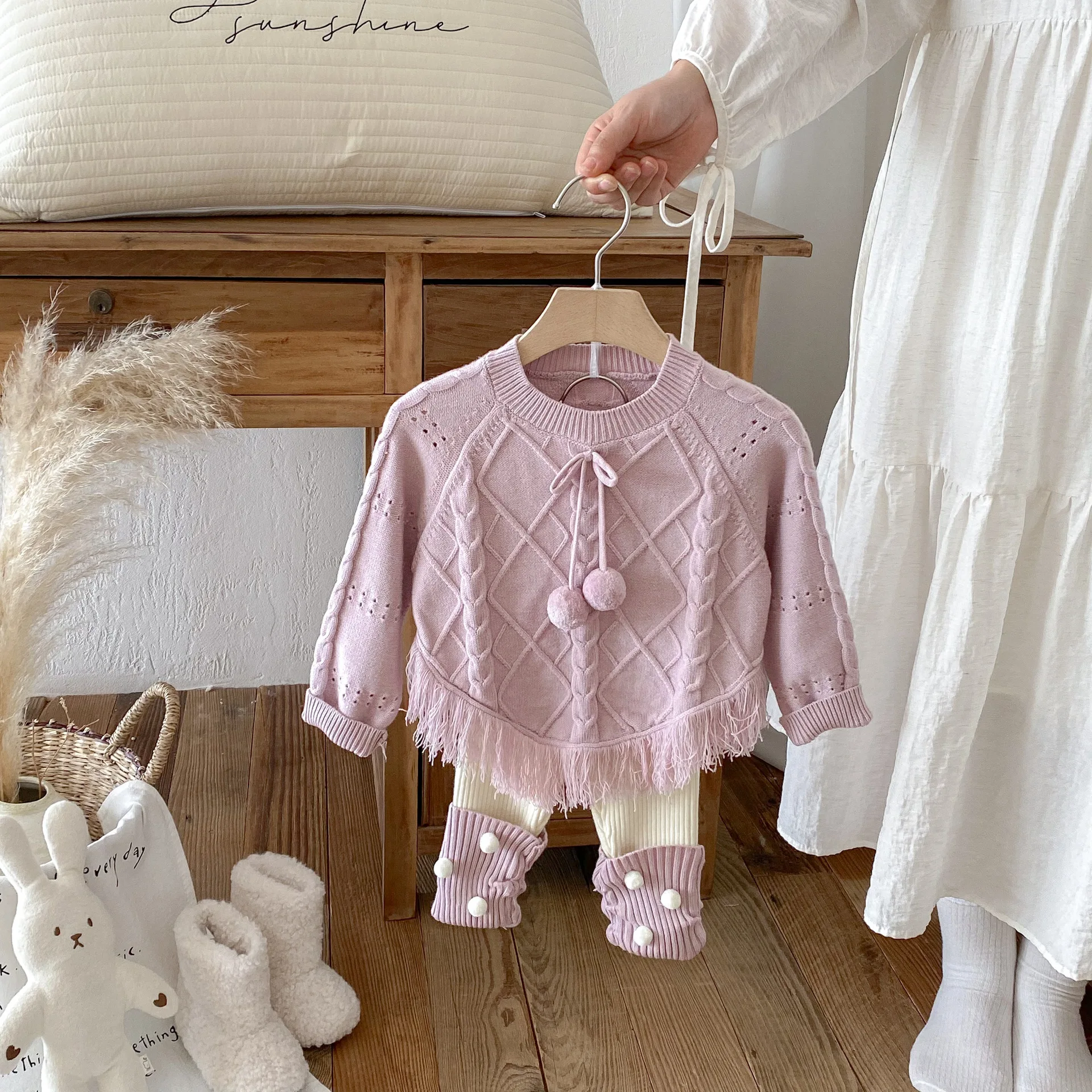 

Girls' Sweater Jacket Autumn/Winter 2025 New Children's Knitted Cardigan Jacquard Fringed Vintage Top