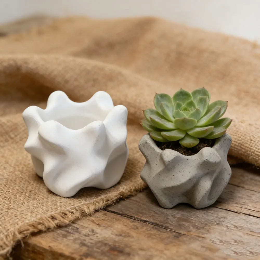 

3D Geometric Concrete Planter Silicone Mold, Easy Release for Plaster, Epoxy - DIY Mini Plant Pot, Living Room Accent, Gift Craf
