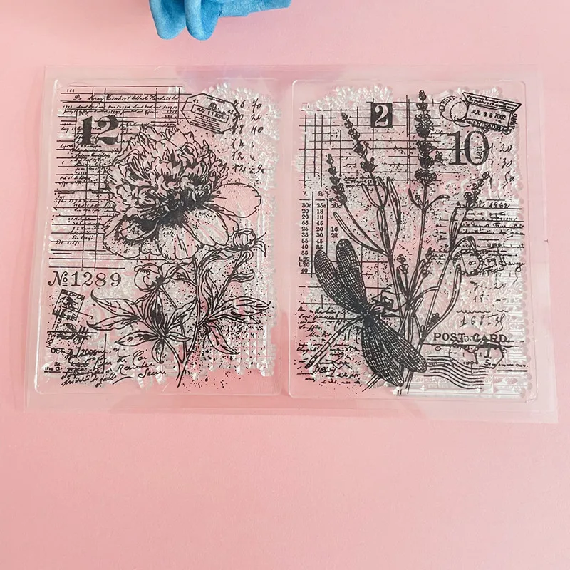 vintage background plant script Clear Stamp Transparent Silicone Stamp Seal Sheet For Scrapbooking Photo Album Decoration