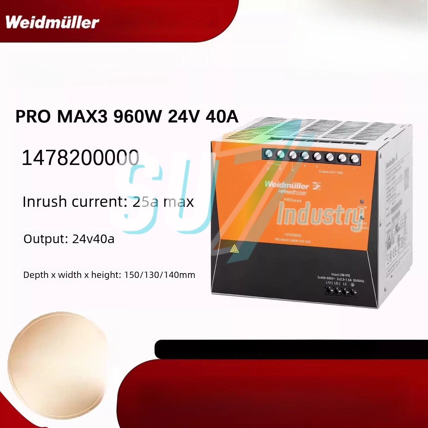 

Оригинальный импульсный блок питания PRO MAX3 960W 24V 40A, артикул 1478200000