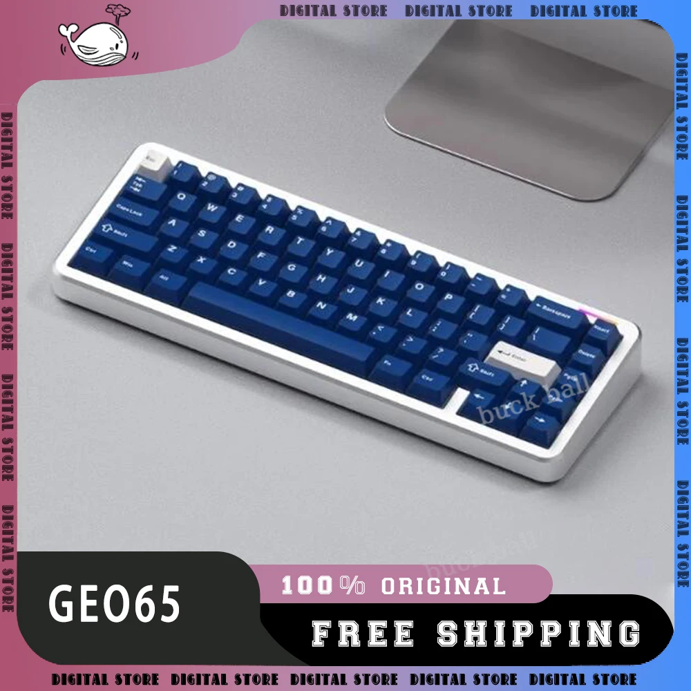 Fl·Esports Geo65 Gaming Mechanical Keyboards 3mode Kailh Rgb Ergonomics Wireless Keyboard For Office Customize Accessories Gifts