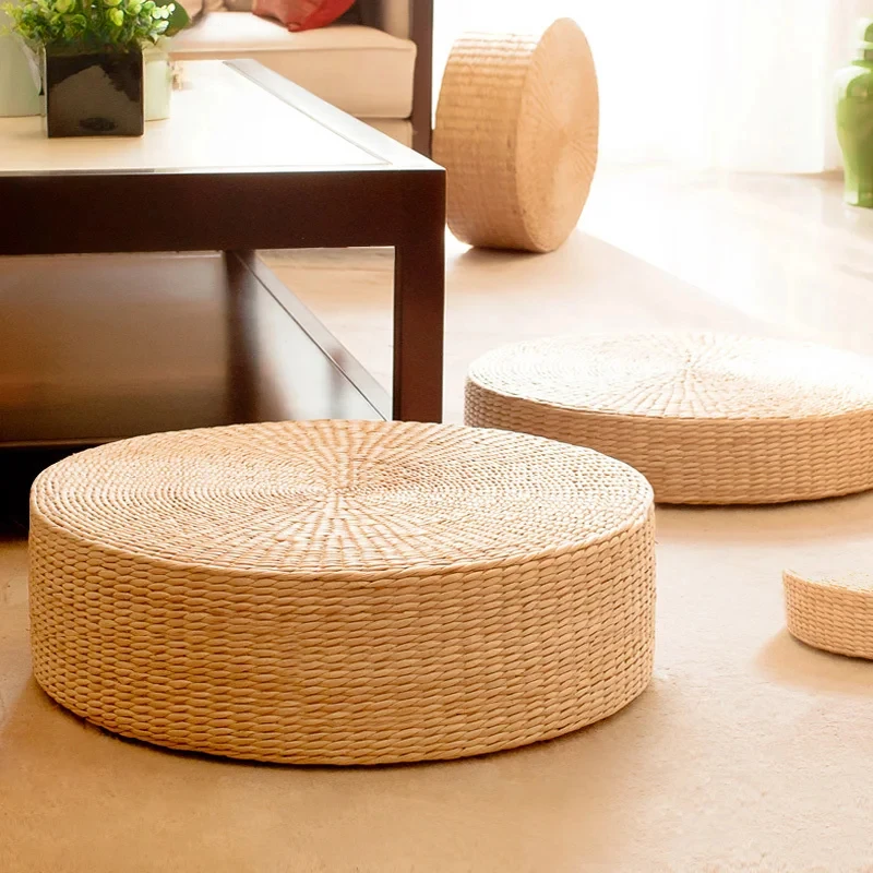 Tea Ceremony Straw Tatami Mat Meditation Worship Thickened Meditation Floor Cushion Rattan Cattail Mat Home Decoration