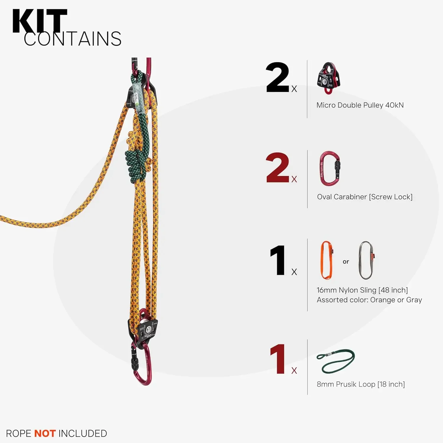 

Hardware Kit for 5:1 Mechanical Advantage Pulley Hauling Dragging System Block and Tackle