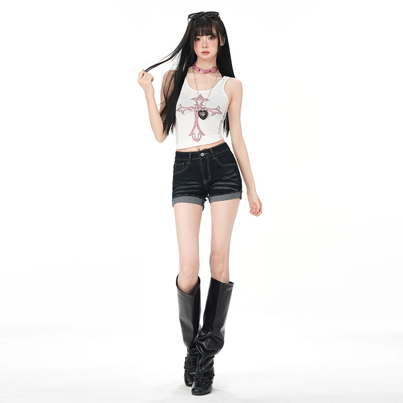 

American Retro Low Waist Jeans Women Summer Y2K Slim Fit High Street Hot Denim Pants Y2K Sexy Girl Elastic Wrapped Cowboy Jeans
