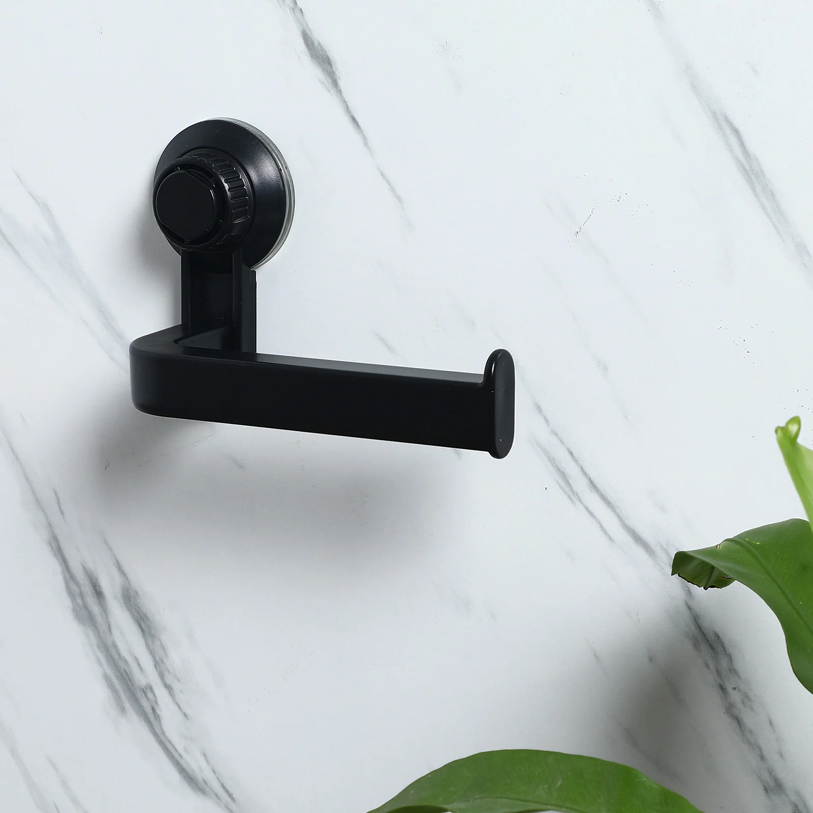 Towel Rack Sucker Roll Stand Black Abs Suction Cup Toilet Paper Holder Kitchen Tissue