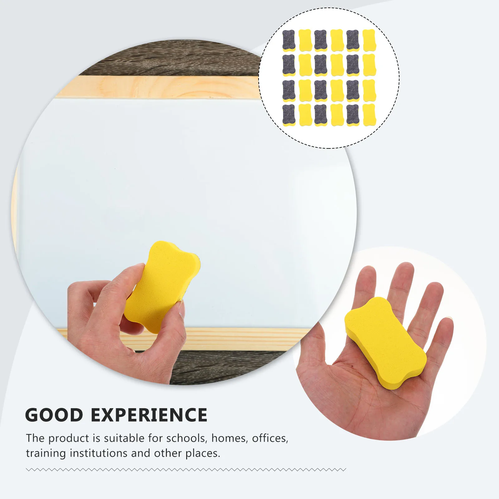 24 Stück trocken abwischbare Radiergummis, Whiteboard-Radiergummis, Eva-Filztuch, knochenförmig, leicht, tragbar, waschbar, für Schule, Zuhause, Büro