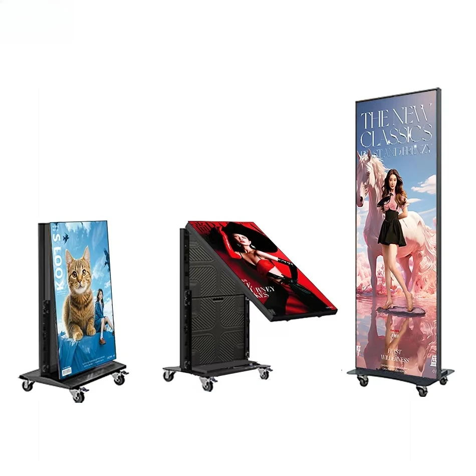 P2.5 Portable Floor Standing Outdoor Indoor Smart Ad Wall  Movable  Intelligent  Foldable  Advertising Screen Led Poster Display