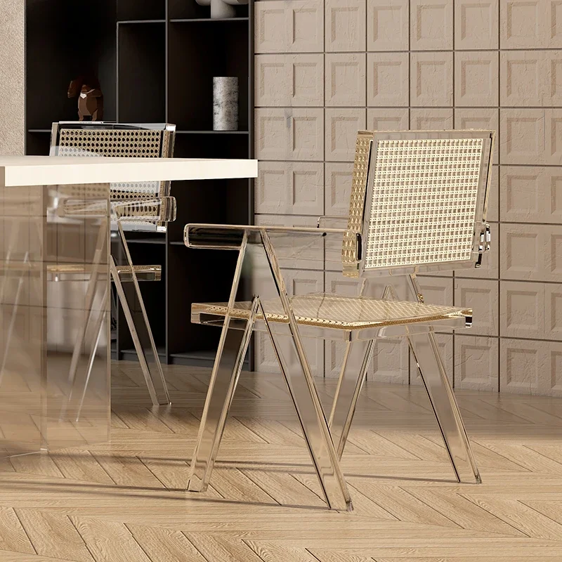 Transparent Chair Middle-Ancient Dining Table and Chair Living Room Modern Minimalist Creative Crystal Dining Chair Quiet Style