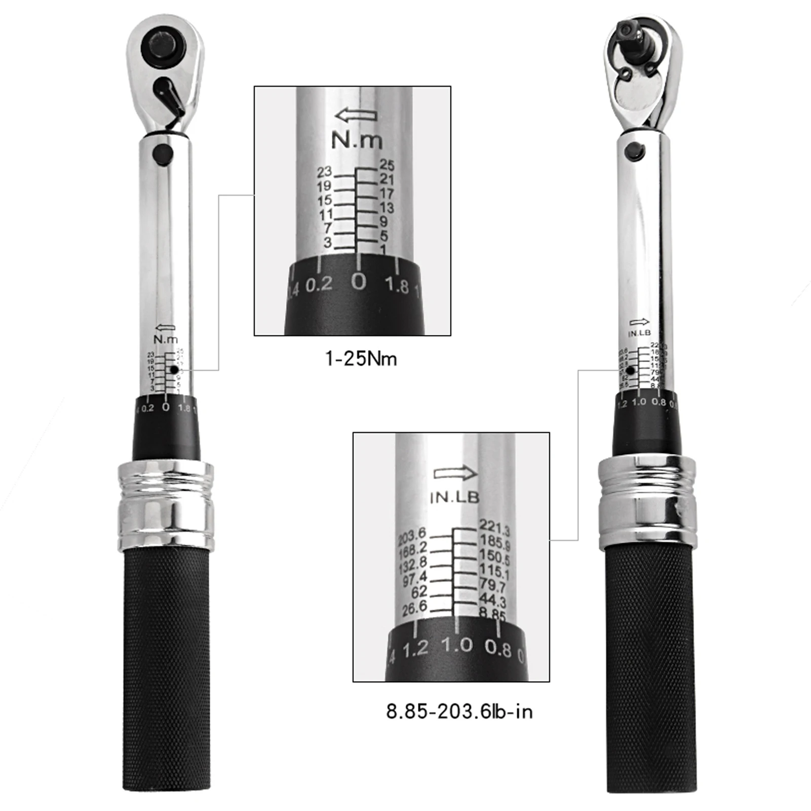 

Bike Wrench Mini Wrench Adjustable Wrench 1-25Nm 1/4" Drive Spanner with Bits Bike Maintenance Tool Kit