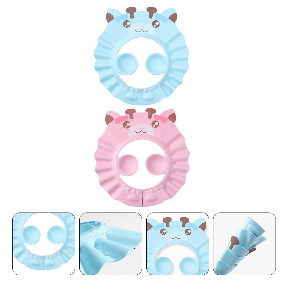 

2Pcs Eva Kids Bathing Caps Waterproof Adjustable Shower Hats Children Toddler Shampoo Hat Hair Washing Shield Kid Shampoo Cap