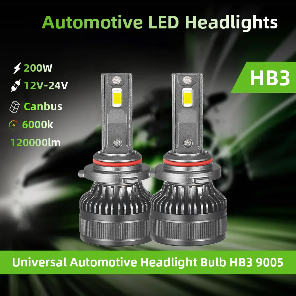 Zdatt Car Headlight K5C H7 LED H4 H1 H8 H11 HB3 HB4 9006 9005 9012 HIR2 Canbus 6000K White 200W Super Bright 12V 24V Auto diodes