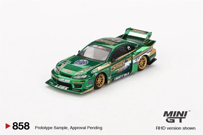 Caixa blister Ver., MINI GT 1:64 LB-Super Silhueta S15 SILVIA LBWK 2024, Fausto Racing RHD, pré-encomenda Diecast Model Car