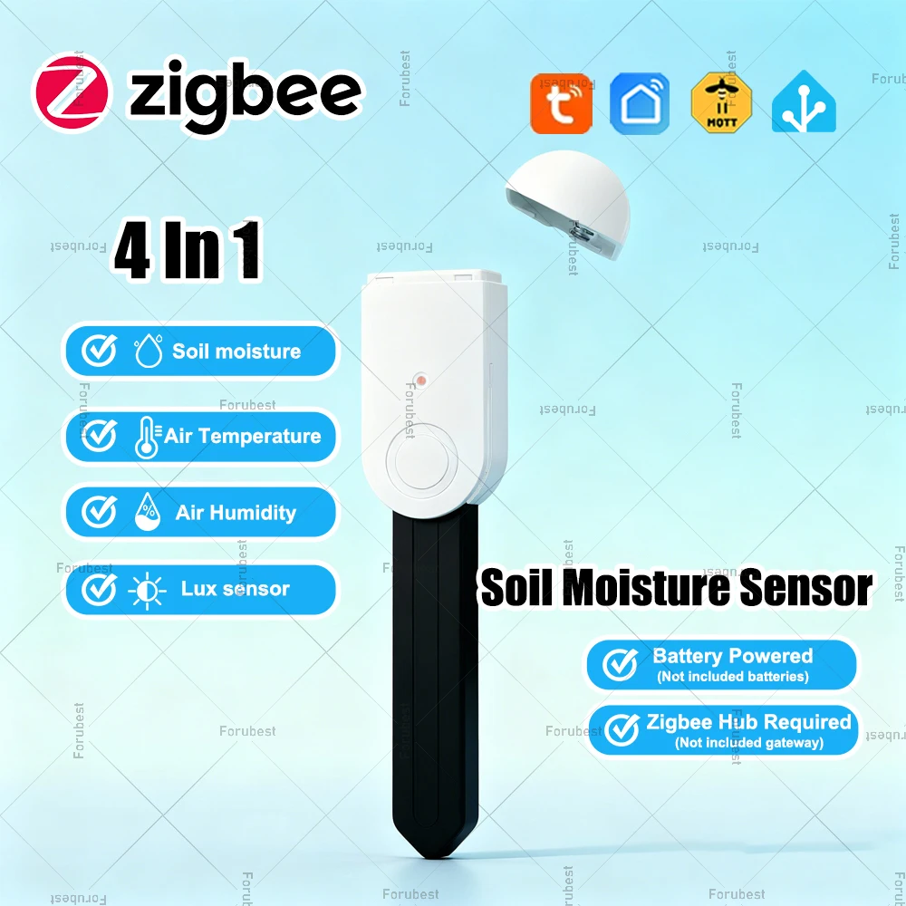Zigbee – testeur de sol intelligent 4 en 1, capteur d'humidité et de température, moniteur en temps réel, fonctionne avec Tuya Zigbee2MQTT