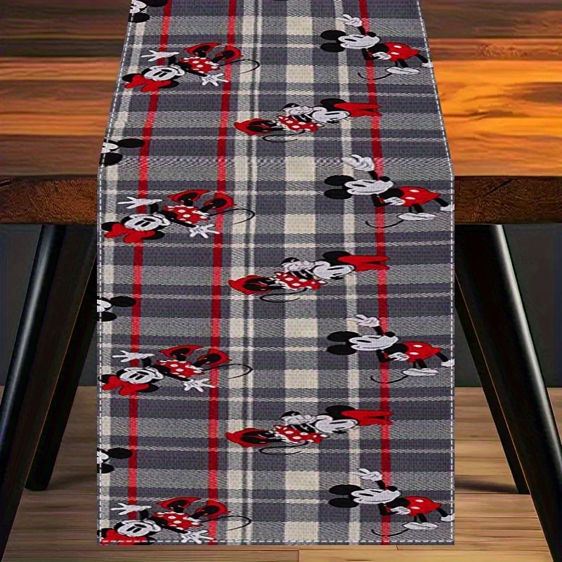 1 Piece Disney Table Runner, Gray Mickey, Washable Table Flag, Suitable for Family Gatherings, Home Decoration, Birthday Party Decoration
