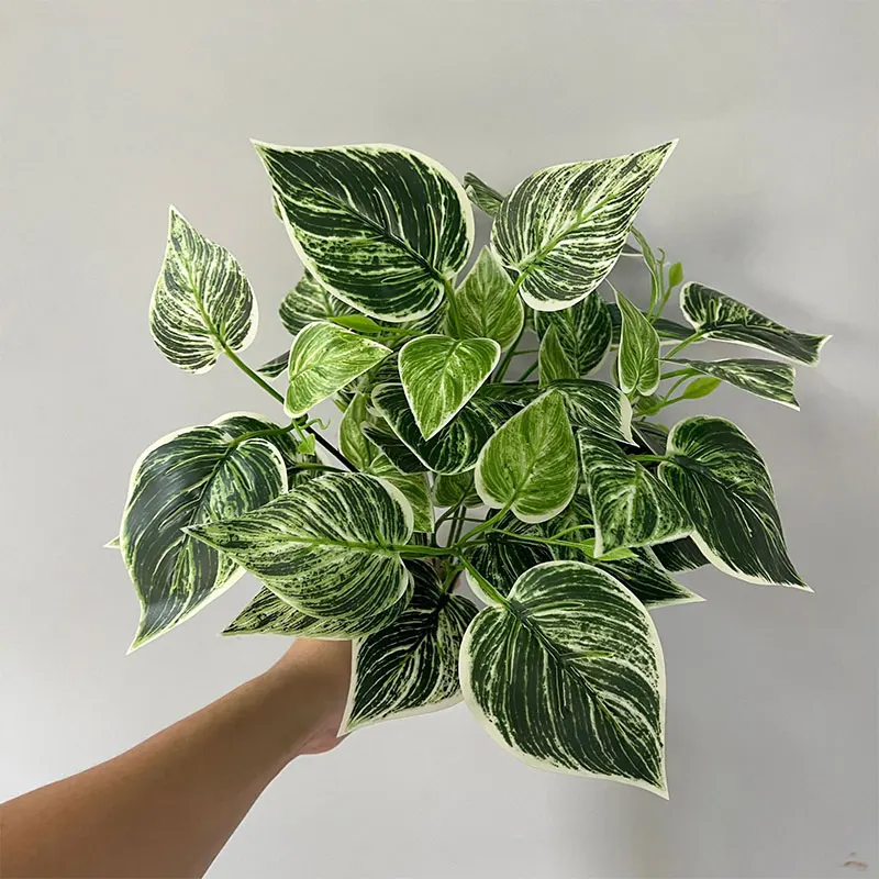 35cm 7 Forks Artificial Plants Fake Leaf Plant Wall Plastic Scindapsus Leaves Floral Small Creeper For Home Garden Office Decor