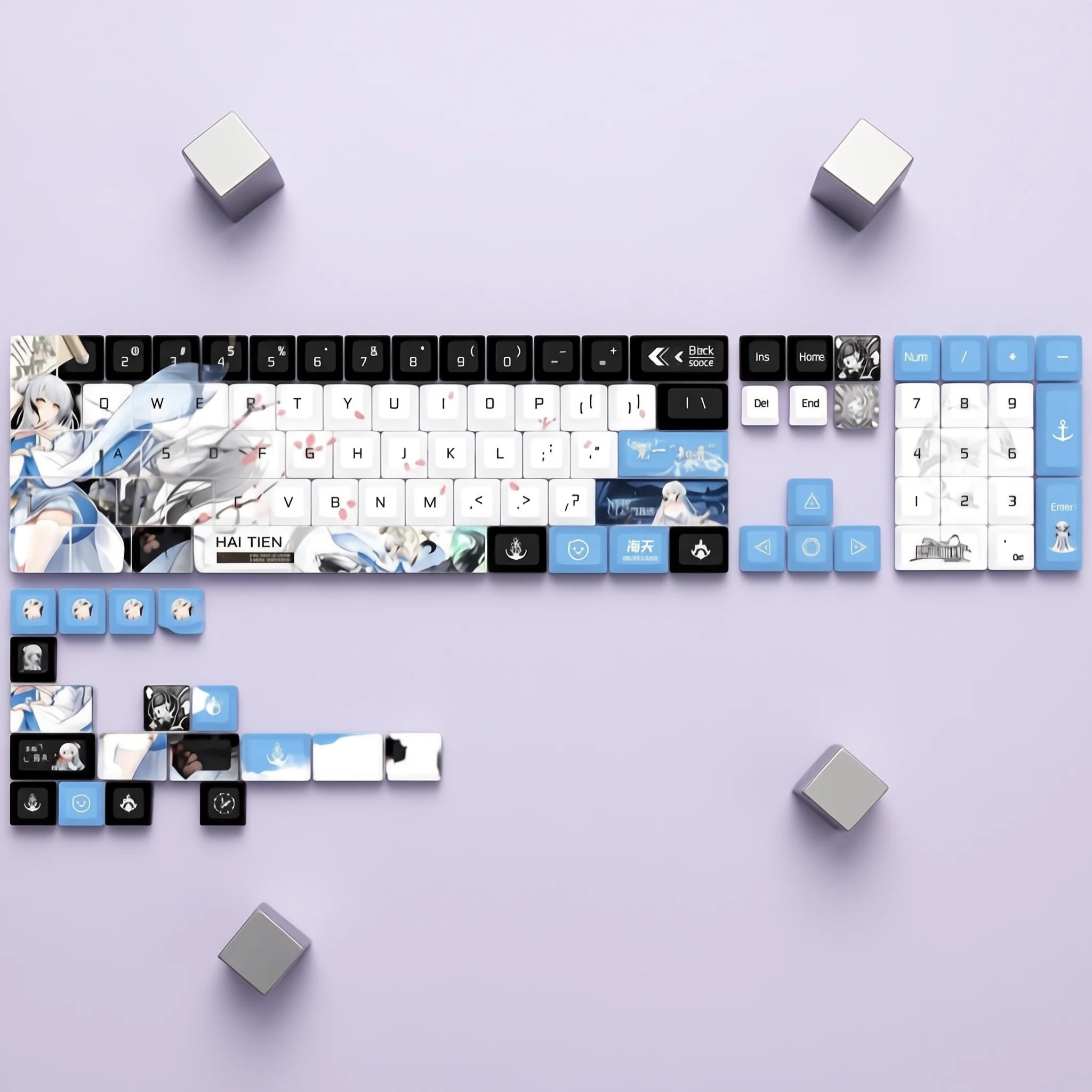 120 Key Azur Lane Hai Tien Anime Keycap Set Mechanical Keyboard Diy Accessories PBT Keycaps Original height Gift