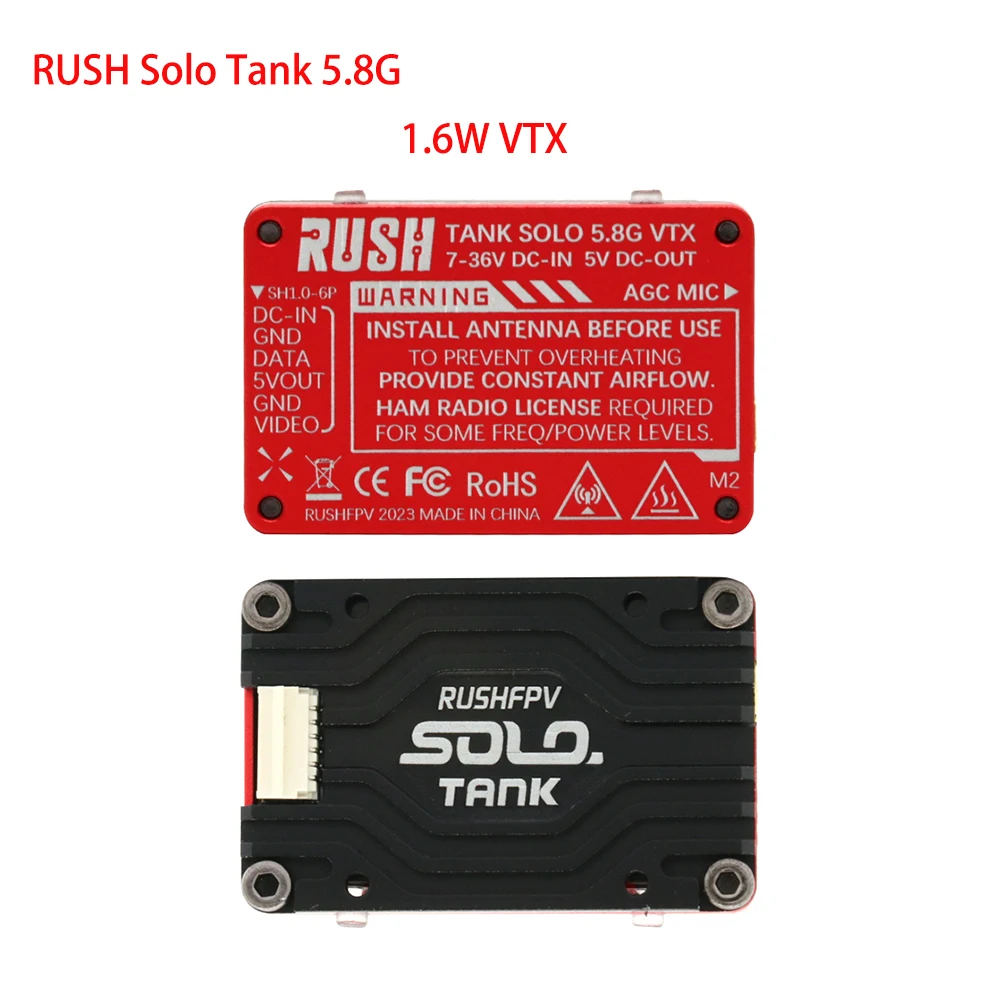 

RUSH Solo Tank 5.8G 1.6W VTX Video Transmitter CNC Shell High Power Heat Dissipation Structure VTX for FPV Long Range Drone