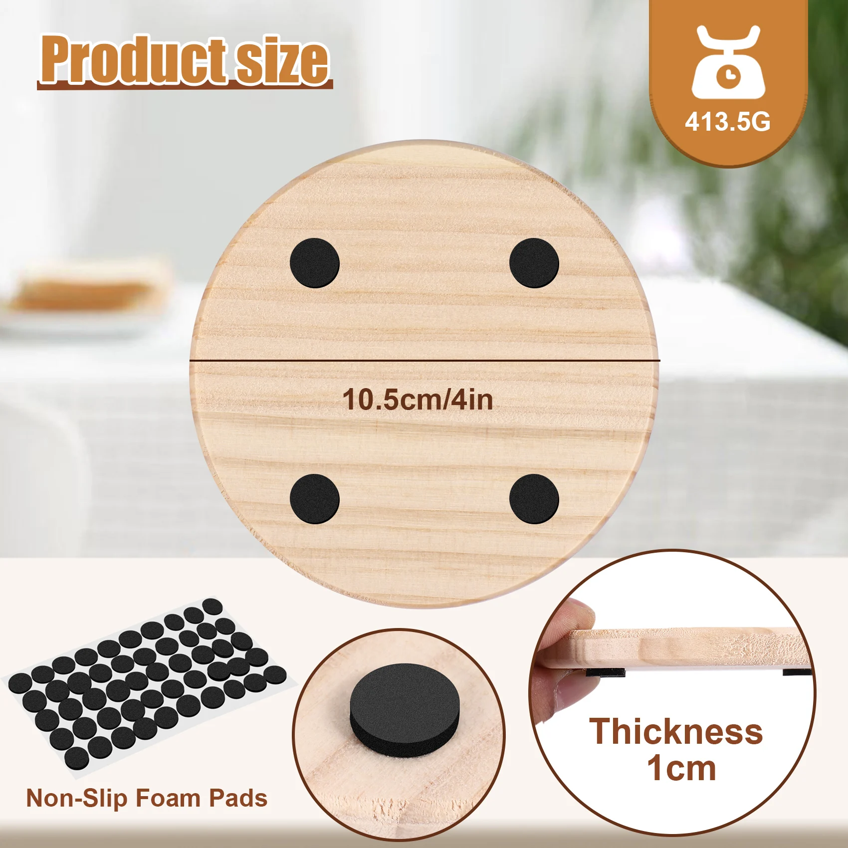 AT05-4 Inch Round Blank Wooden Coasters Crafts DIY Stained Painting Wood Engraving Home Decoration