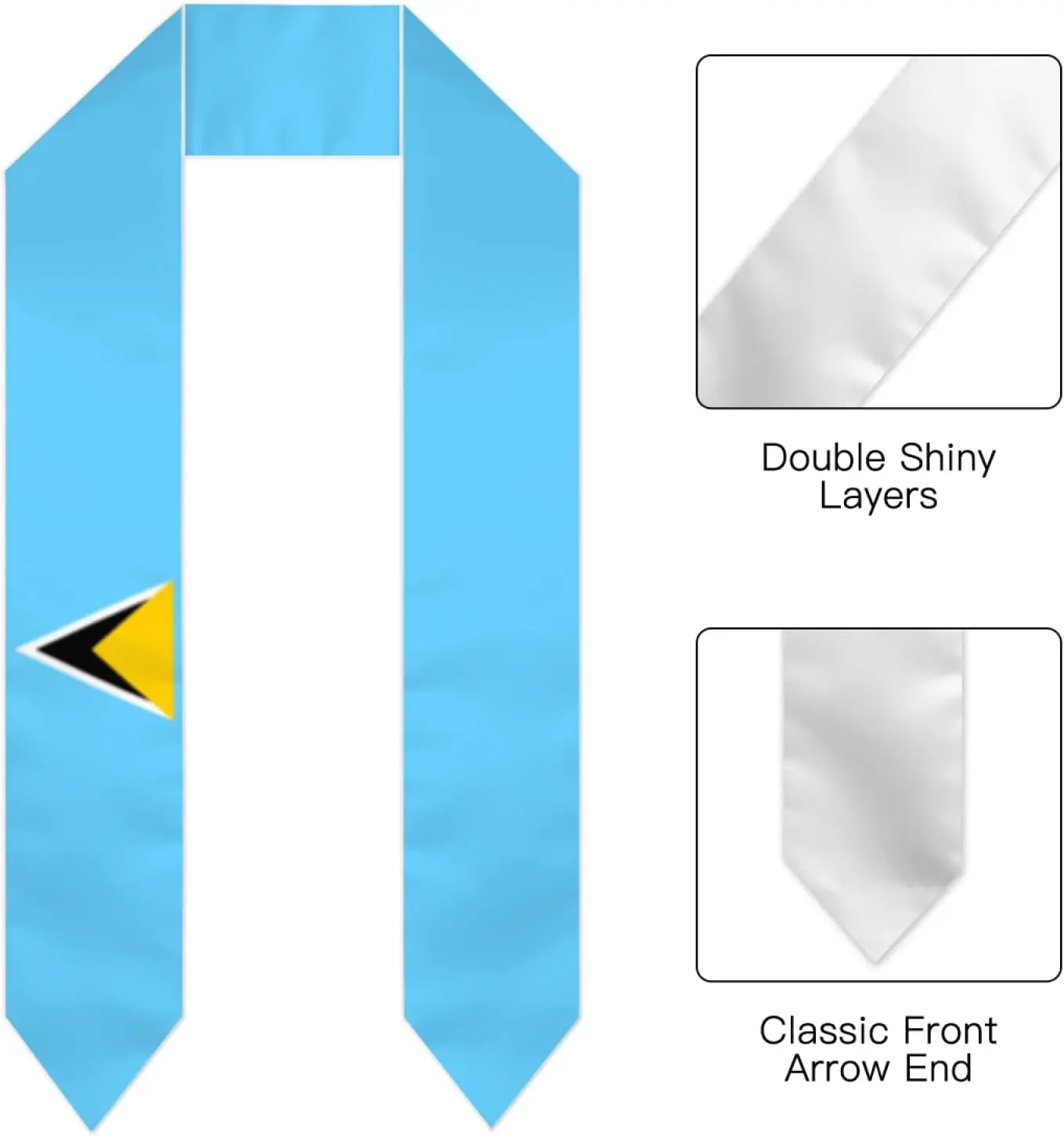 Vintage Saint Lucia Lucian Flag Graduation Stole Scarf Shawl Sash Class of 2026 for Men Women Students Teachers Study Abroad