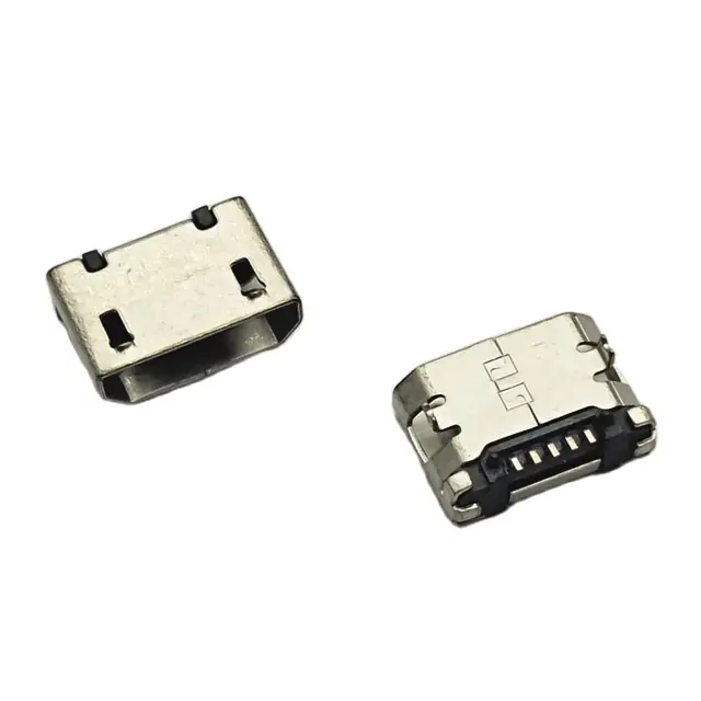 100szt 5pin 6.4mm Bez bocznego złącza Micro USB Płaskie usta krótki pin DIP2 Port danych Złącze portu ładowania dla wtyczki końcowej telefonu komórkowego