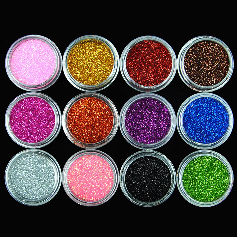 12 Color Body Glitter Acrylic Powder Dust Nail Sequins Manicure Decoration Tattoo Supplies Decorations