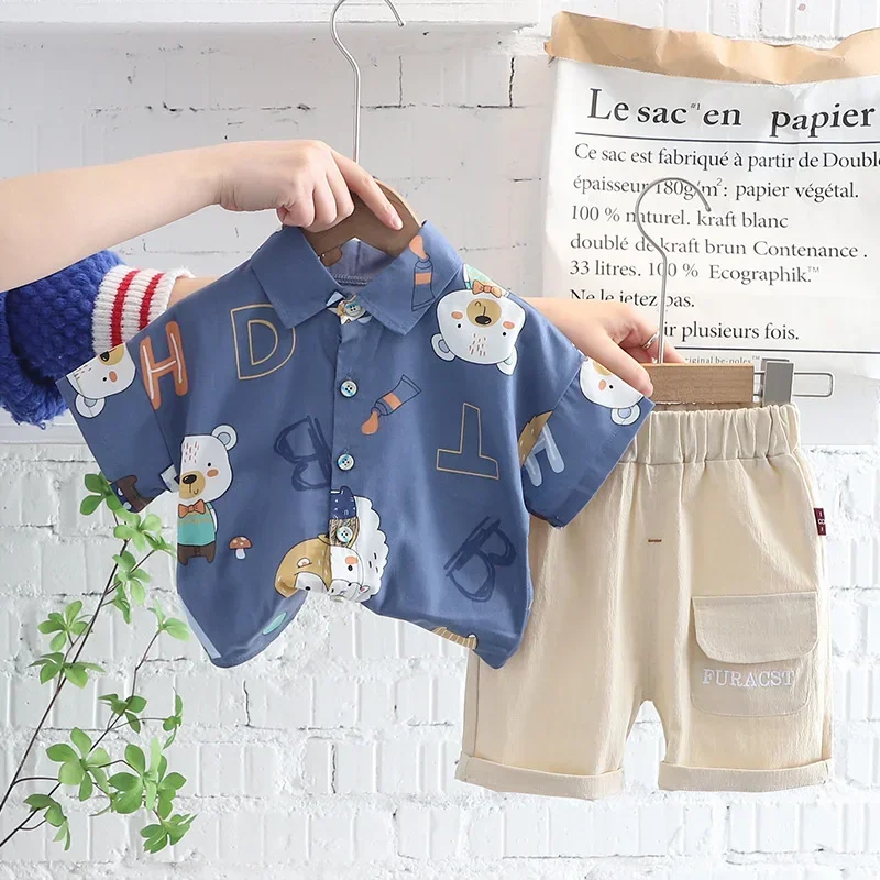 

New Summer Baby Clothes Suit Boys Clothing Children Cartoon Shirt Shorts 2Pcs/Set Toddler Fashion Casual Costume Kids Tracksuits