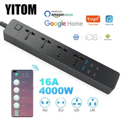 Smart power strip WIFI Universal 1.8/M/3.0M/5.0M with alexa googlehome multi plug  4 AC Socket 4 USB voice contro UK/EU/US/AU