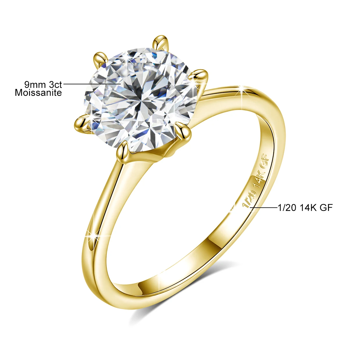 خاتم خطوبة مويسانيتي 3 قيراط 14 قيراط مملوء بالذهب D لون دائري مختبر الماس وعد خواتم الذكرى السنوية للنساء، صندوق هدايا معبأ #6