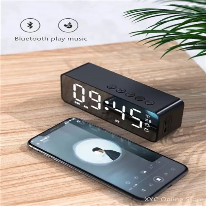 Wireless Bluetooth Speaker Small Mini Alarm Clock Portable Cannon Mini Voice Broadcast the Card Instert Vehicular Audio System W