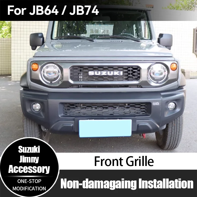 

For Suzuki Jimny JB64 JB74 Front Grille ABS Front Bumper Off Road 4x4 Car Exterior Accessories 2019-2025