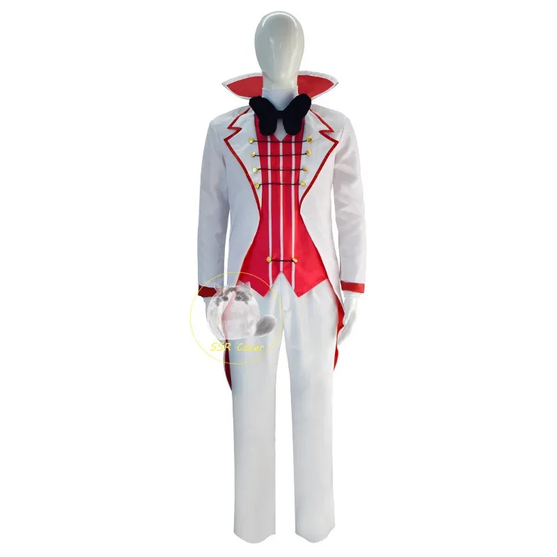 2025 Hazbin Lucifer Anime Hotel Morningstar Cosplay disfraz peluca papá traje blanco diablo infierno fiesta de Halloween hombres adultos Co