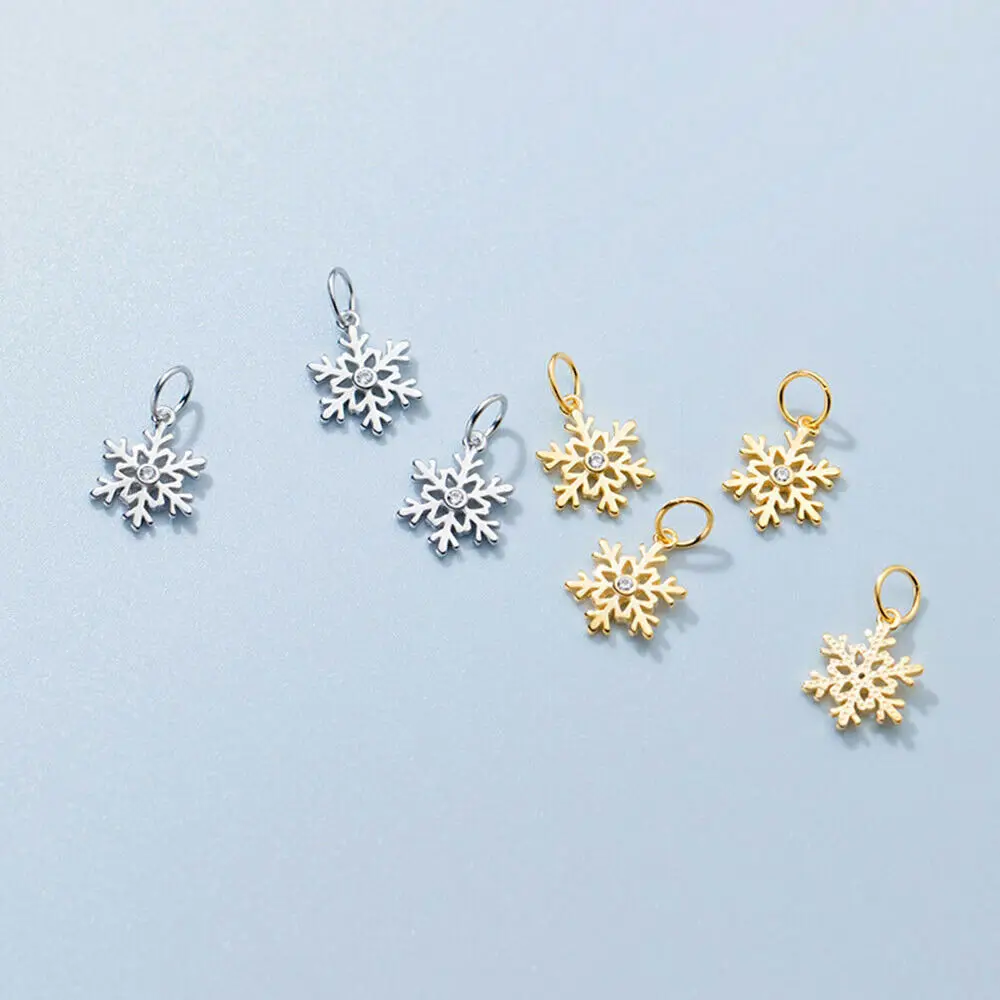 

5pcs/Lot 925 Sterling Silver Lovely Snowflake Charm Pendant 2 Color