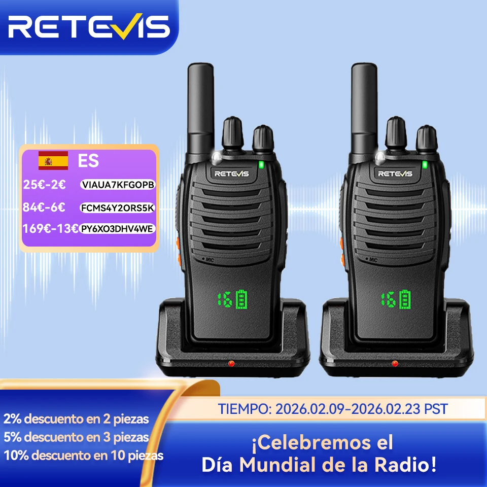 Retevis H777H Walkie Talkie con pantalla oculta radio bidireccional 1 o 2 unidades radio de comunicación PMRFRS portátil para acampar