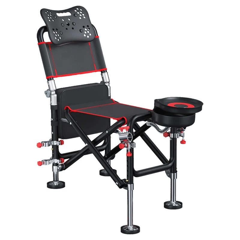 

Outdoor Portable Carbon Steel Aluminum Alloy Folding Crucian Carp Fishing Chair With Rod Holder