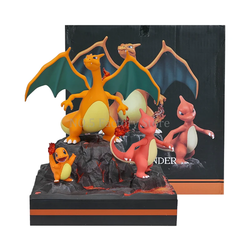 Anime Pokemon Special Effects Figure Charmander Charmeleon Charizard Three Form Evolution PVC Model Toys Christmas Gifts